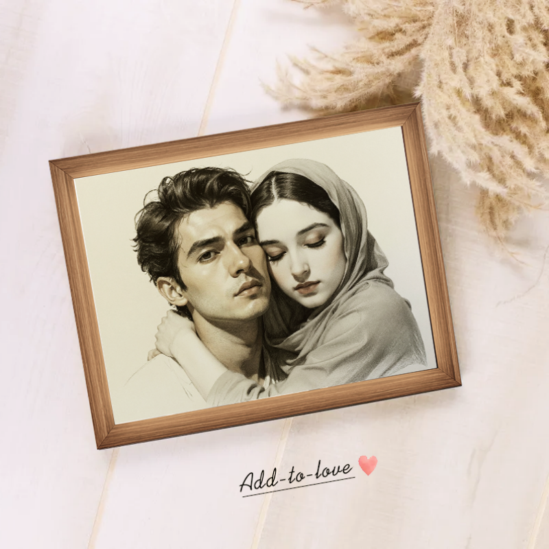 Love Story -Add-Loved-one to photo, Customize LED Illuminated Paintings Light