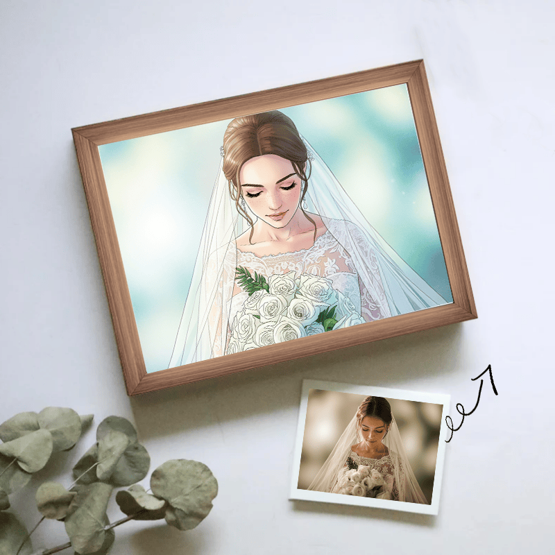 Bride in Church -Convert to Comic Style, Customize LED Illuminated Paintings Light